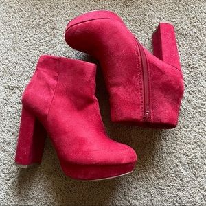 Pure Red Suede Booties